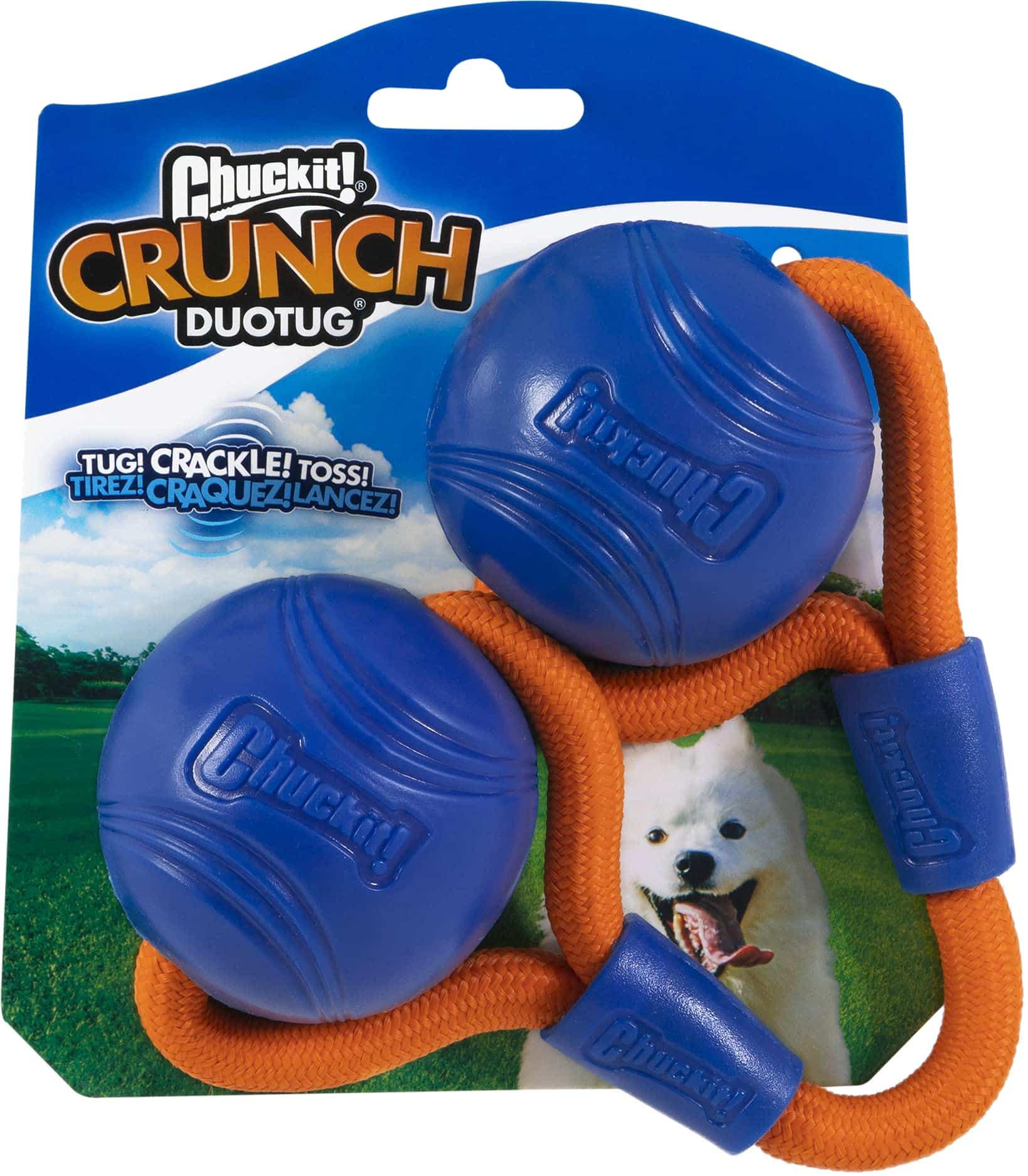 Chuckit! Crunch Ball Dog Toy, Medium, Duo Tug, for All Breed Sizes
