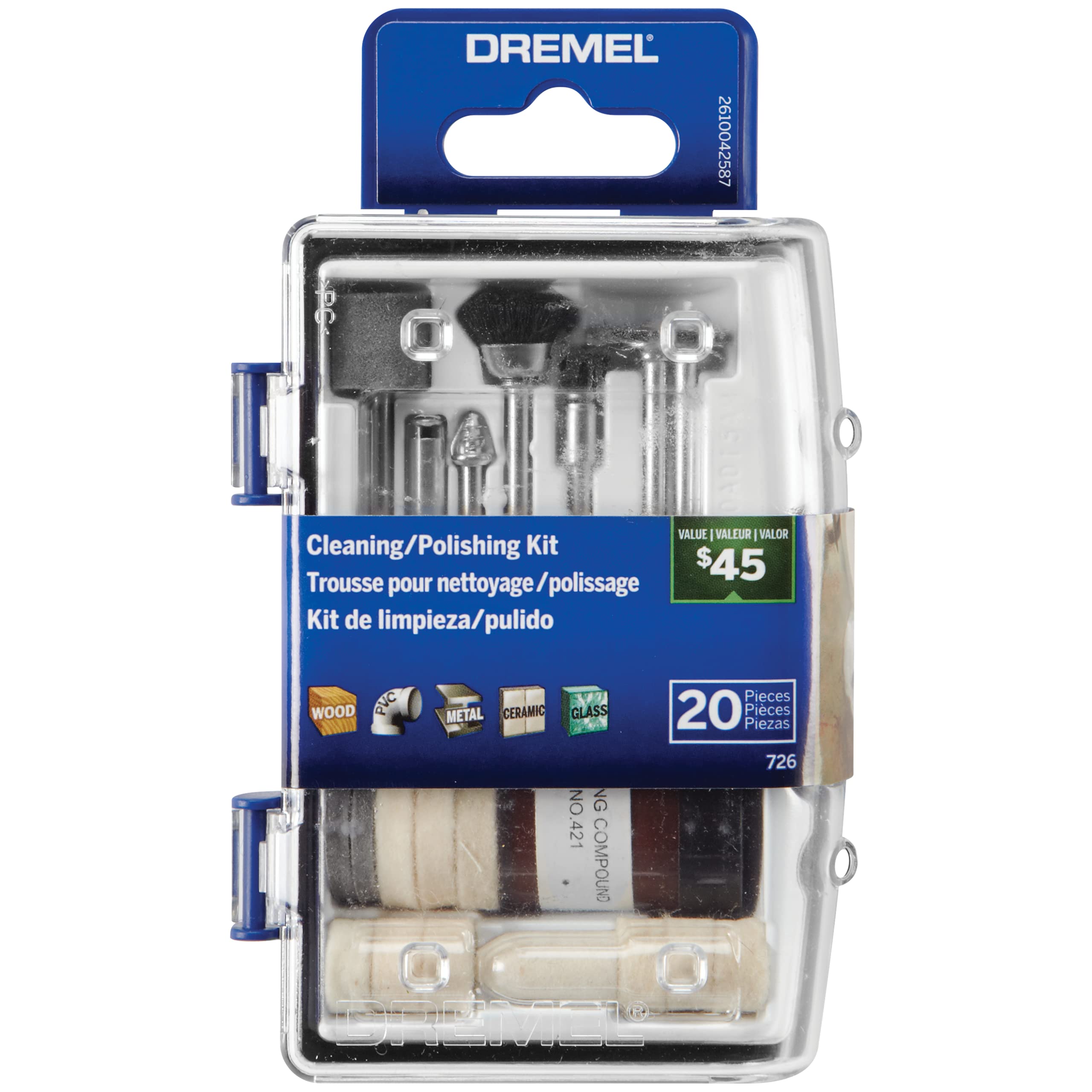 Dremel 726-01 Cleaning & Polishing Rotary Tool Accessory Kit with Storage Case, 20-Piece S - Image 2
