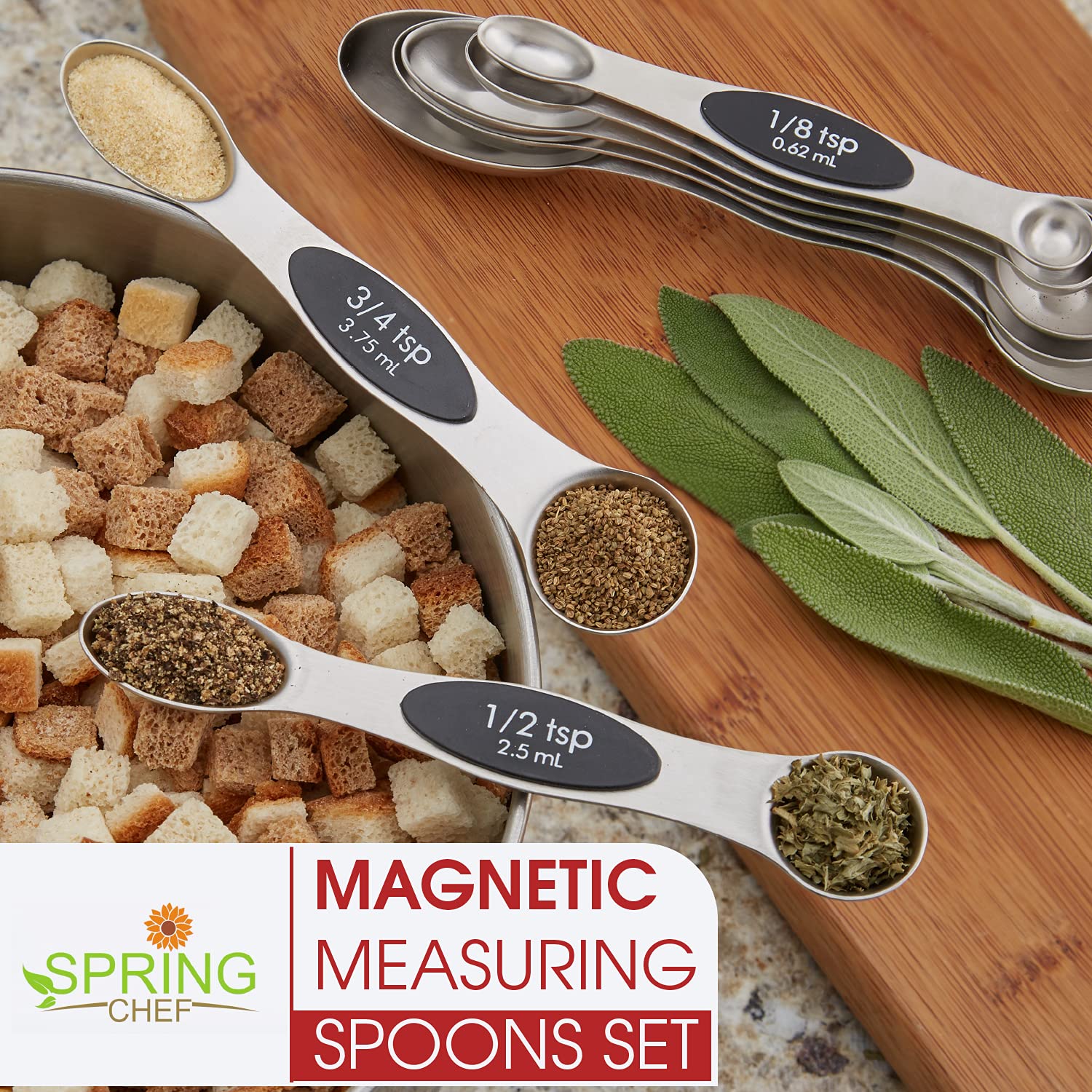 Spring Chef Magnetic Measuring Spoons Set with Strong N45 Magnets, Heavy Duty Stainless St - Image 7