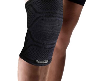 Copper Fit Elite Knee Compression Sleeve Knee Brace, Black (Large/X-Large 16″-20″) | One K
