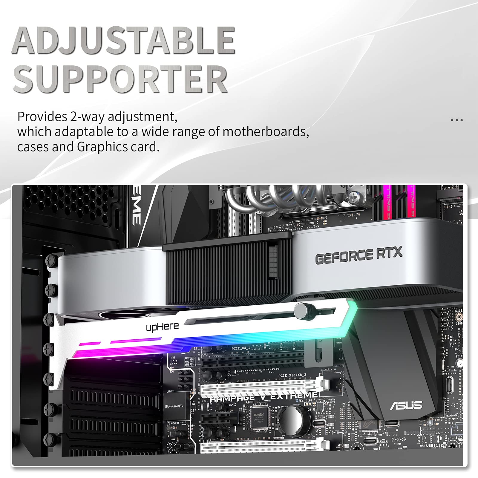 upHere 5V Addressable RGB White Graphics Card GPU Brace Support Video Card Sag Holder,Buil - Image 3