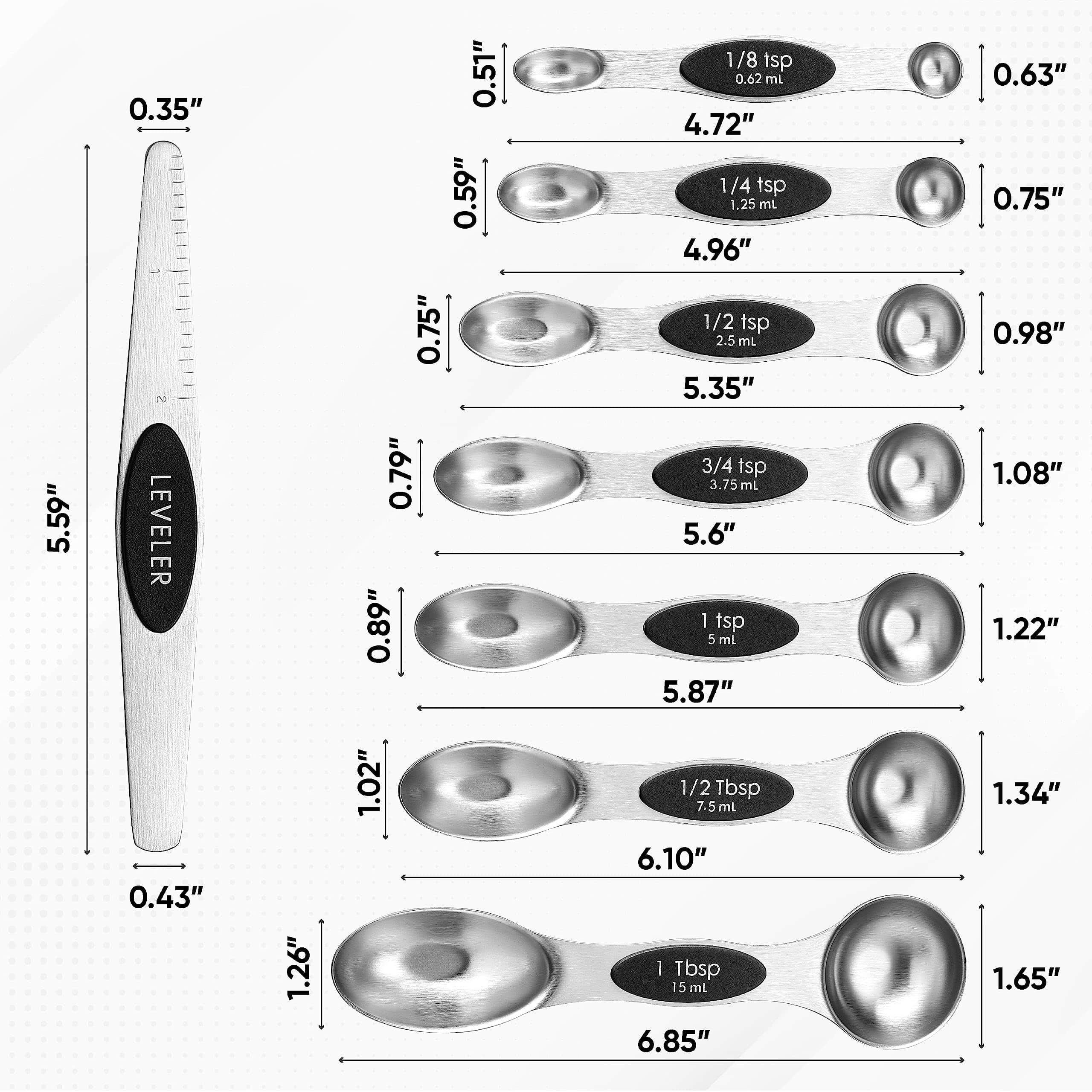 Spring Chef Magnetic Measuring Spoons Set with Strong N45 Magnets, Heavy Duty Stainless St - Image 3