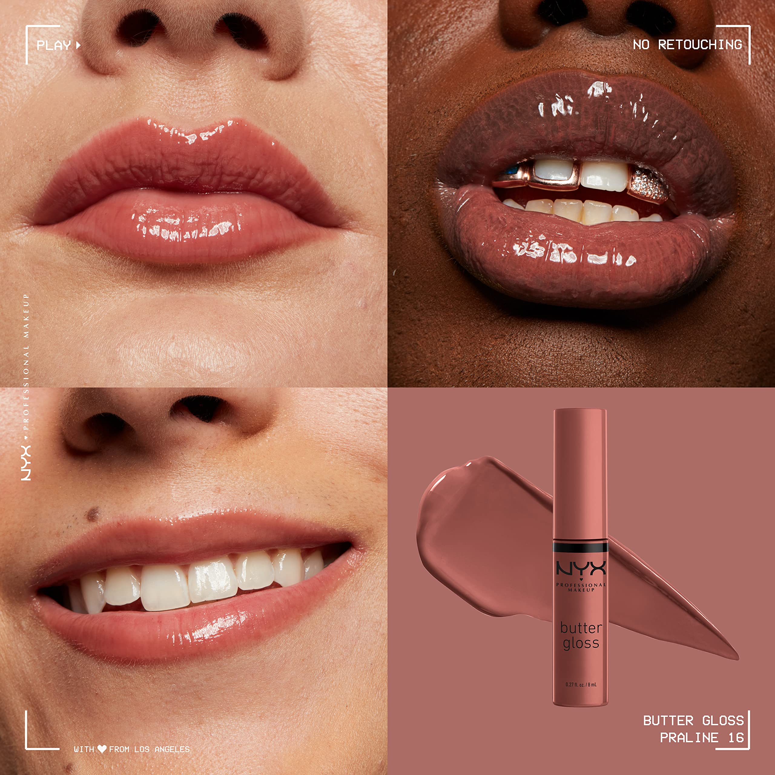 NYX PROFESSIONAL MAKEUP Butter Gloss, Non-Sticky Lip Gloss - Praline (Deep Nude) - Image 2
