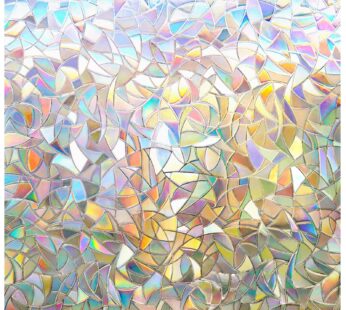 rabbitgoo Window Privacy Film, Rainbow Window Clings, 3D Decorative Window Vinyl, Stained