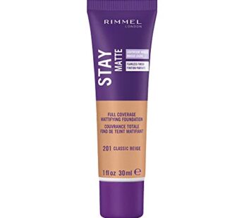Rimmel London Stay Matte Liquid Mousse – 201 Classic Beige – Foundation, Lightweight, Shine Control, Oil-Free, 1oz