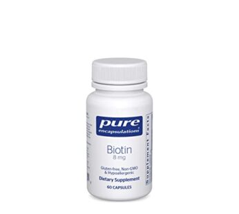 Pure Encapsulations Biotin 8 mg – B Vitamin Supplement to Aid Stress Relief, Hair, Skin & Nail Strengthening, Metabolism, Carbohydrate Support & Nervous System* – with Premium Biotin – 60 Capsules