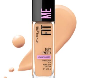 Maybelline Fit Me Dewy + Smooth Liquid Foundation Makeup, Medium Buff, 1 Count (Packaging May Vary)