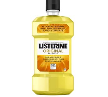 Listerine Original Antiseptic Oral Care Mouthwash to Kill 99% of Germs That Cause Bad Breath, Plaque and Gingivitis, ADA-Accepted Mouthwash, Original Flavored Oral Rinse, 1 L