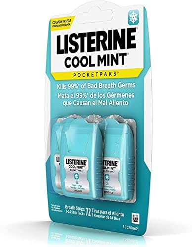 Listerine Cool Mint Pocketpaks Breath Strips, 12-24-Strip Pack Total 288 Strips - Image 5