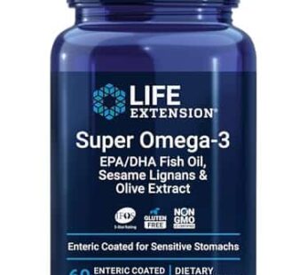 Life Extension Super Omega-3 EPA/DHA Fish Oil, Sesame Lignans & Olive Extract ? Heart Health, Brain Health, Inflammation Health Support, Gluten-Free, Enteric-Coated, Non-GMO, 60 Softgels