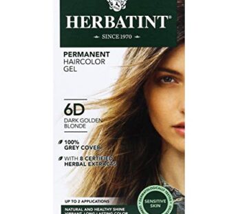 Herbatint Permanent Haircolor Gel, 6D Dark Golden Blonde, Alcohol Free, Vegan, 100% Grey Coverage – 4.56 oz