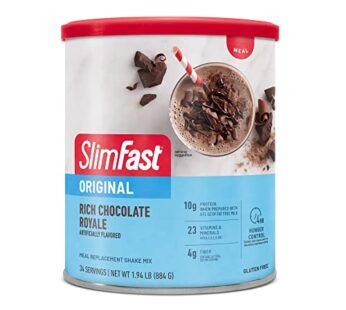 SlimFast Meal Replacement Powder, Original Rich Chocolate Royale, Shake Mix, 10g of Protein, 34 Servings