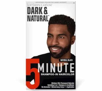SoftSheen-Carson Dark & Natural Hair Color for Men 5 Minutes, Natural Looking Gray Coverage for Up To 6 Weeks, Shampoo-in Permanent Hair Dye, Jet Black, Ammonia Free, Natural Black