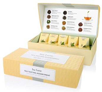 Tea Forte Assorted Classic Tea, Petite Presentation Box, Sampler Gift Set With Handcrafted Pyramid Infusers – Herbal, Black, Green, White, 10 Count (Pack of 1)