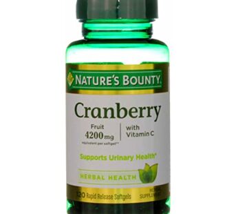 Nature’s Bounty Cranberry Fruit 4200 mg, Plus Vitamin C Softgels, 120 ea (Pack of 4)