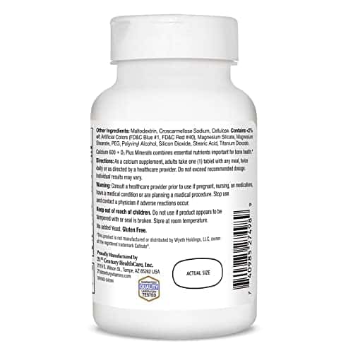 21st Century Calcium 600 Plus D Plus Minerals Caplets, 120Count (27498) - Image 5