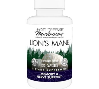 Host Defense Mushrooms Lion’s Mane – Brain Health Support Supplement – Mushroom Supplement to Support Focus & Memory Function – Immune & Nervous System Support Supplement – 120 Capsules (60 Servings)*