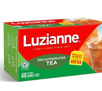 Luzianne Decaffeinated Iced Tea Bags, Family Size, 48ct Box (Pack of 6)