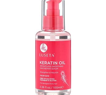 Luseta Keratin Hair Oil Serum for Color Treated Damaged & Dry Hair Strengthening & Nourishing, Keratin Hair Treatment Oil, Free of Sulfates, Paraben and Gluten 3.38 oz