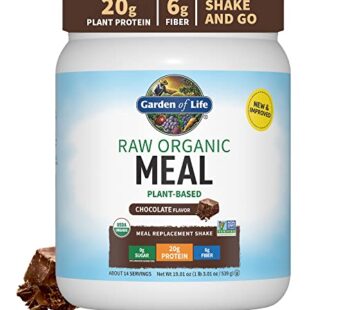 Garden of Life Vegan Protein Powder – Raw Organic Meal Replacement Shakes – Chocolate – Pea Protein, Greens and Probiotics for Women and Men, Plant Based Dairy Free All in One Shake, 14 Servings