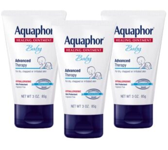 Aquaphor Baby Healing Ointment, Advanced Therapy for Chapped Cheeks and Diaper Rash, 3 Ounce (Pack of 3)