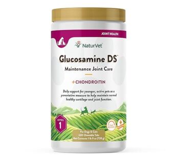 NaturVet ? Glucosamine DS – Level 1 Maintenance Care | Preventative Care to Maintain Healthy Cartilage & Joint Function | Enhanced with Glucosamine & Chondroitin | for Dogs & Cats (240 Tablets)