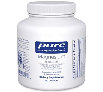 Pure Encapsulations Magnesium (Citrate) – Supplement for Sleep, Heart Health, Cognitive Health, Bone Health, Energy, Muscles, and Metabolism* – with Premium Magnesium – 180 Capsules