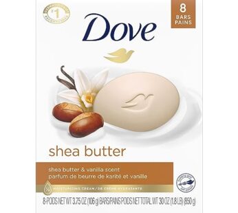 Dove Beauty Bar Gentle Skin Cleanser Shea Butter 8 Bars Moisturizing for Gentle Soft Skin Care More Moisturizing Than Bar Soap 3.75 oz