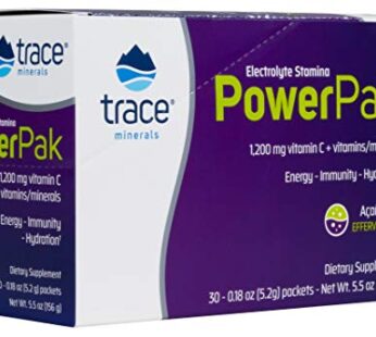 Trace Minerals | Power Pak Electrolyte Powder Packets | 1200 mg Vitamin C, Zinc, Magnesium | Boost Immunity, Hydration and Natural Energy | Acai Berry | 30 Packets