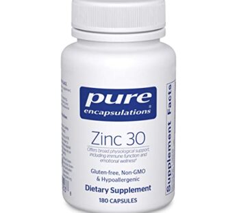 Pure Encapsulations Zinc 30 mg – Supplement for Immune System Support, Growth and Development, and Wound Healing* – with Zinc Picolinate 30 mg – 180 Capsules