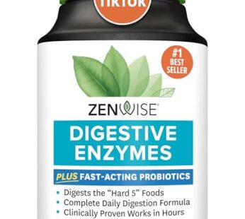 Zenwise Health Digestive Enzymes – Probiotic Multi Enzymes with Probiotics and Prebiotics for Digestive Health and Bloating Relief for Women and Men, Daily Enzymes for Gut and Digestion – 180 Count