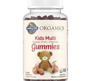 Garden of Life Organics Kids Gummy Vitamins – Fruit – Certified Organic, Non-GMO & Vegan Complete Children’s Multi – B12, C & D3 – Gluten, Soy & Dairy Free, 120 Real Fruit Chew Gummies