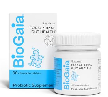 BioGaia Gastrus Chewable Tablets, Adult Probiotic Supplement for Stomach Discomfort, Constipation, Gas, Bloating, Regularity, Non-GMO, 30 Tablets, 1 Pack