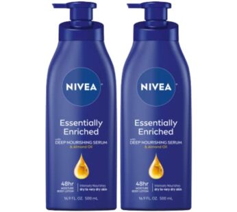 NIVEA Essentially Enriched Body Lotion for Dry Skin, Pack of 2, 16.9 Fl Oz Pump Bottles
