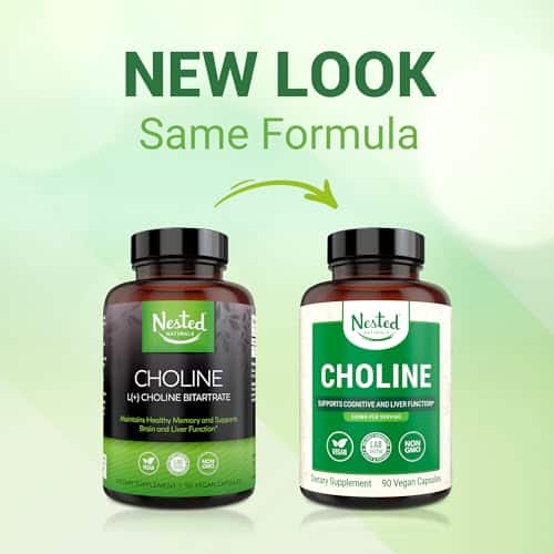 Nested Naturals Choline Bitartrate 500mg - High Potency Choline Supplements - Supports Cognitive Performance & Liver Function - 100% Vegan & Non-GMO Choline - 90 Vegan Capsules - Image 10