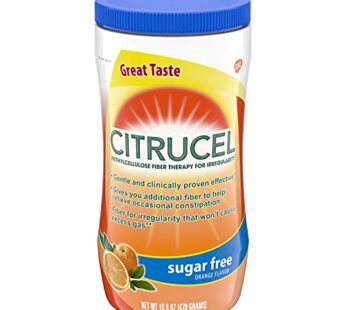 Citrucel Sugar Free Fiber Powder for Occasional Constipation Relief, Methylcellulose Fiber Powder, Orange Flavor – 16.9 Ounces