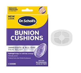Dr. Scholl’s BUNION CUSHION with Hydrogel Technology, 5ct // Cushioning Protection against Shoe Pressure and Friction that Fits Easily In Any Shoe for Immediate and All-Day Pain Relief