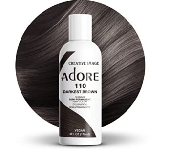Adore Semi Permanent Hair Color – Vegan and Cruelty-Free Brown Hair Dye – 4 Fl Oz – 110 Darkest Brown (Pack of 1)
