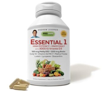 ANDREW LESSMAN Essential-1 Multivitamin 3000 IU Vitamin D3 60 Small Capsules ? 100 mcg Methyl B12. CoQ10 Lutein Lycopene Zeaxanthin. High Potency. No Additives. Gentle Ultra-Mild. One Daily Capsule