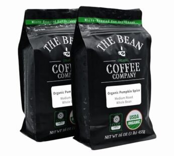 The Bean Organic Coffee Company Pumpkin Spice, Medium Roast, Whole Bean Coffee, 16-Ounce Bags (Pack of 2)