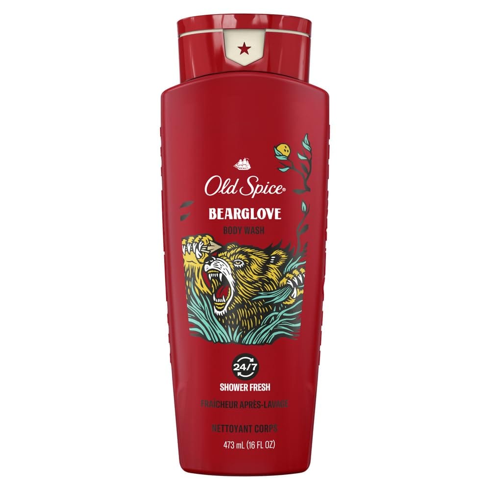 Old Spice Wild Bearglove Scent Body Wash for Men, Red 16 Oz, Packaging may vary Red