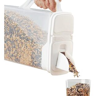 Buddeez Pet Food Storage Container – 8 Quart Capacity Bird Seed Container & Dog Food Storage, with Durable EZ Grip Handle and EZ Flip Lid with Pour Spout