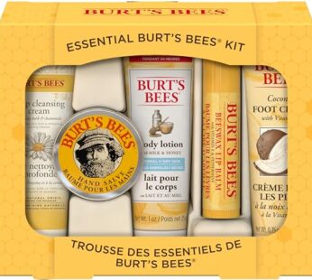 Burt’s Bees Back to School Gifts Ideas, 5 Body Care College Dorm Products, Everyday Essentials Set – Original Beeswax Lip Balm, Deep Cleansing Cream, Hand Salve, Body Lotion & Foot Cream, Travel Size