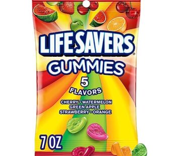 LIFE SAVERS 5 Flavors Summer Gummy Candy, 7 oz Bag (Pack of 12)