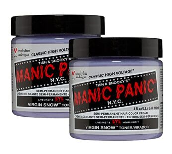 MANIC PANIC Virgin Snow – Classic High Voltage (2PK) Semi-Permanent Blue Tinted Hair Color – Eliminates Brassy Tones – Vegan, PPD & Ammonia-Free for Women & Men