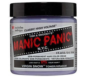 MANIC PANIC Virgin Snow Hair Toner – Classic High Voltage – Semi Permanent Blue Toner for Blonde, Bleached, Brassiness Orange Hair & Brassy Tones – Vegan, PPD & Ammonia-Free