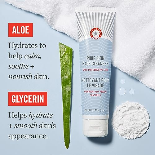 First Aid Beauty Pure Skin Face Cleanser, Sensitive Skin Cream Cleanser with Antioxidant Booster, 5 oz. - Image 2