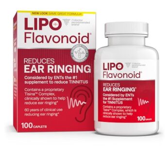 Lipo Flavonoid Plus, Tinnitus Relief For Ringing Ears, OTC Flavonoid Ear Health Vitamins, Bioflavonoids & Vitamin C, 100 Caplets, packaging may vary