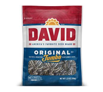 DAVID Seeds Original Salted and Roasted Jumbo Sunflower Seeds, Keto Friendly Snack, 5.25 OZ Bags, 12 Pack