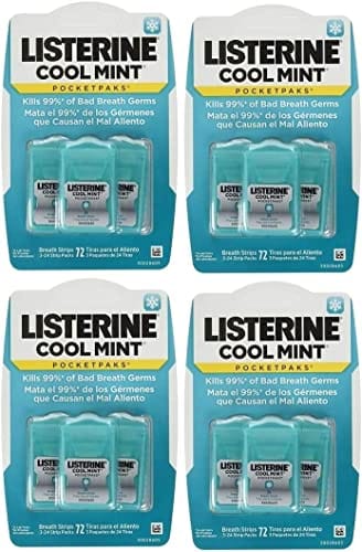 Listerine Cool Mint Pocketpaks Breath Strips, 12-24-Strip Pack Total 288 Strips
